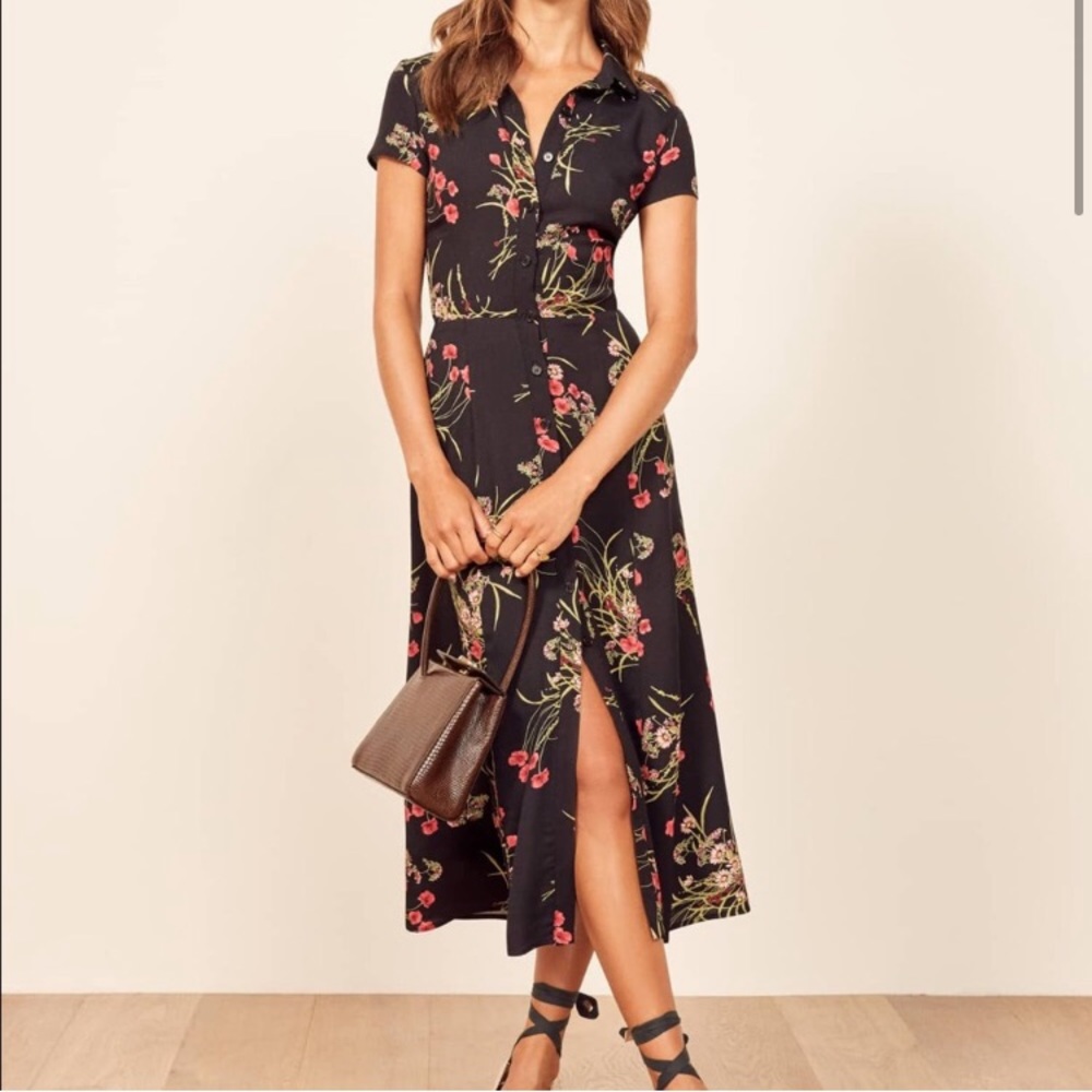 Reformation Wilma Floral Midi Dress in Countess Sz 8